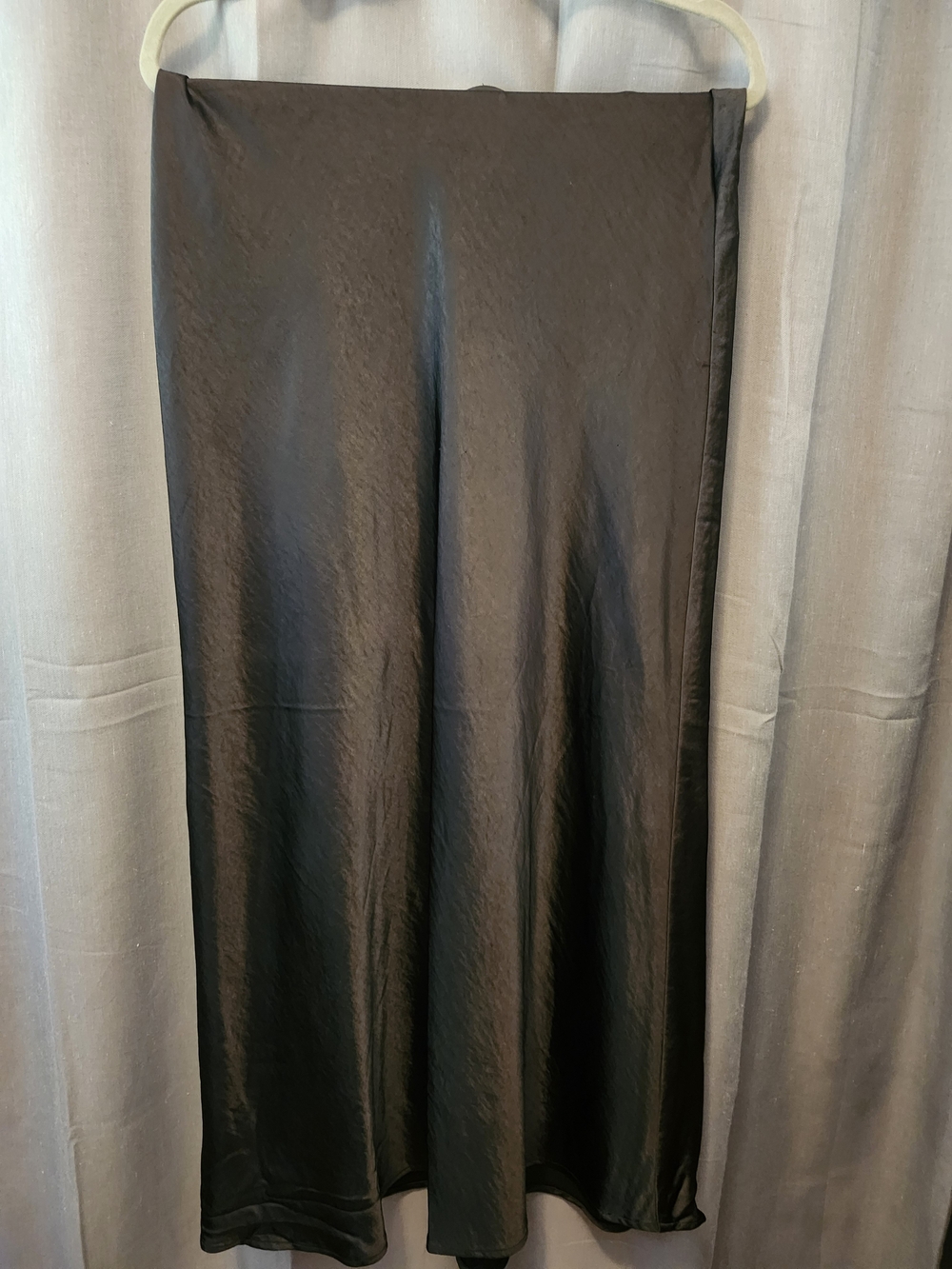 Sleek Black Satin Maxi Skirt - Women's Slip Silhouette